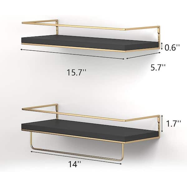 Floating Shelves, Wall Mounted Hanging Shelves With Golden Towel