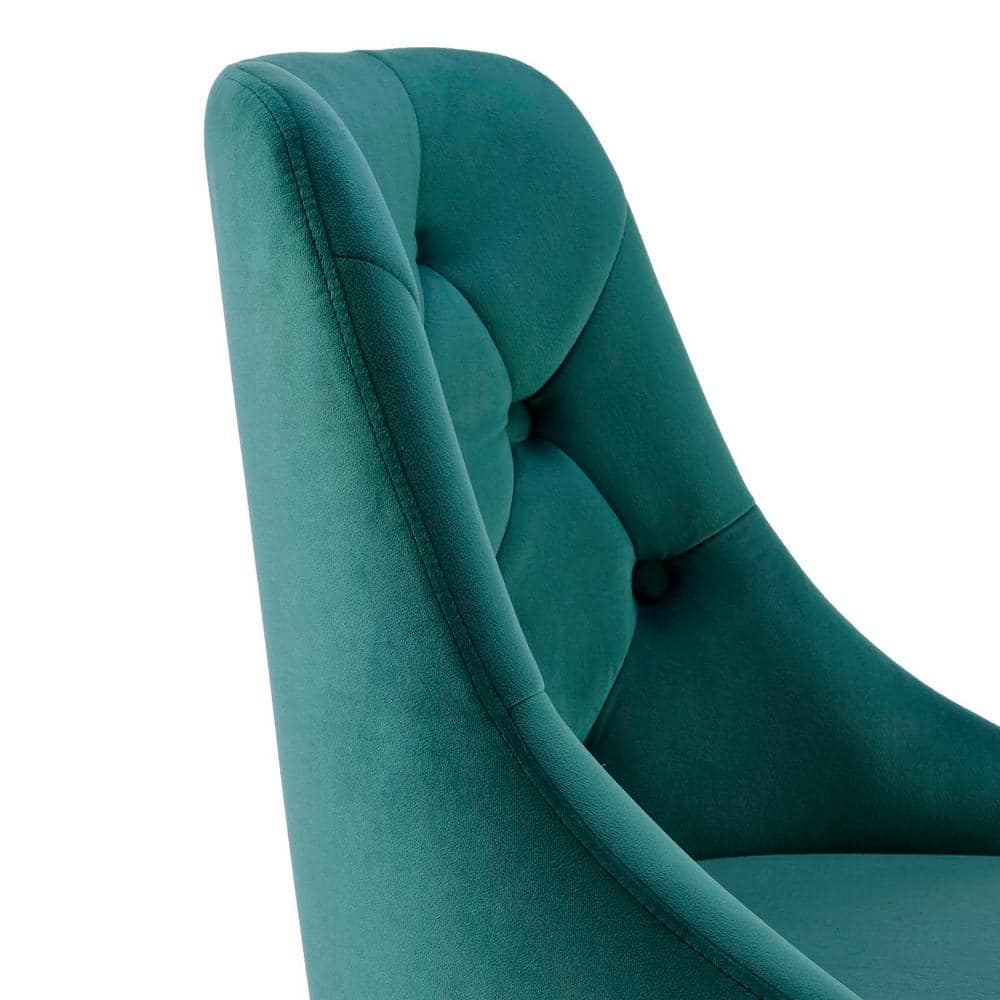 Elegant Tufted Gold Teal Swivel Task Chair with Velvet Upholstery