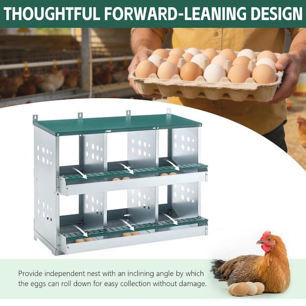 2.8 ft. W x 1 ft. D Metal Shed, 6 Compartments Chicken Nesting for
