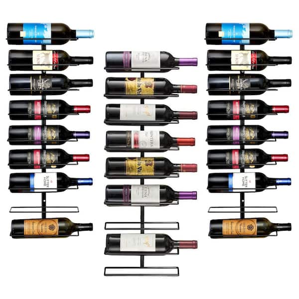 Wall Mount Wine Rack for Home Bar, 18-Bottle Black Metal Wall Mounted Wine Rack, Wine Bottle Holder and Display