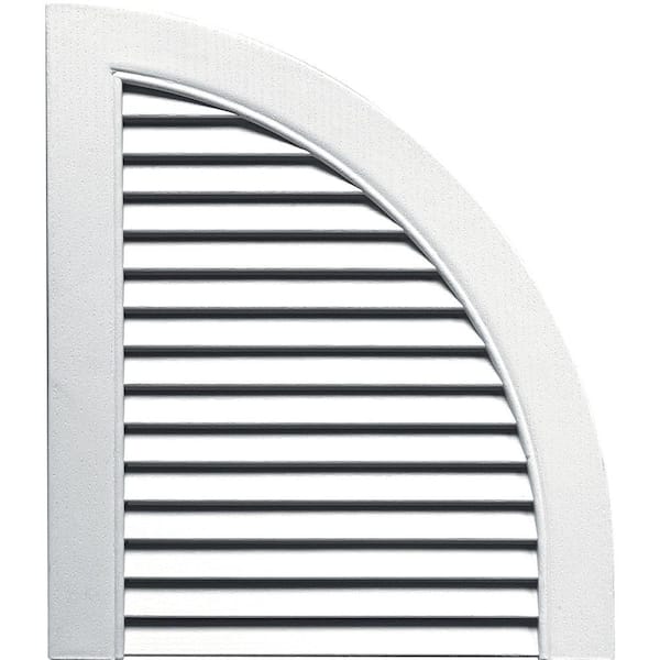 Builders Edge 15 in. x 17 in. Louvered Design White Quarter Round Tops Pair #001