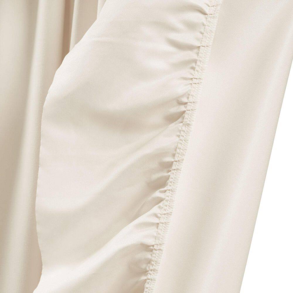 Pure White Polyester Room-Darkening Ruffled Curtain Panels, 54"W x 45"L