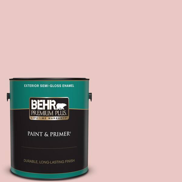 BEHR PREMIUM PLUS 1 gal. #150E-2 Kashmir Pink Semi-Gloss Enamel Exterior Paint & Primer