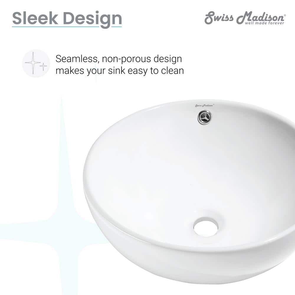 Sublime Round White Ceramic Above-Counter Vessel Sink