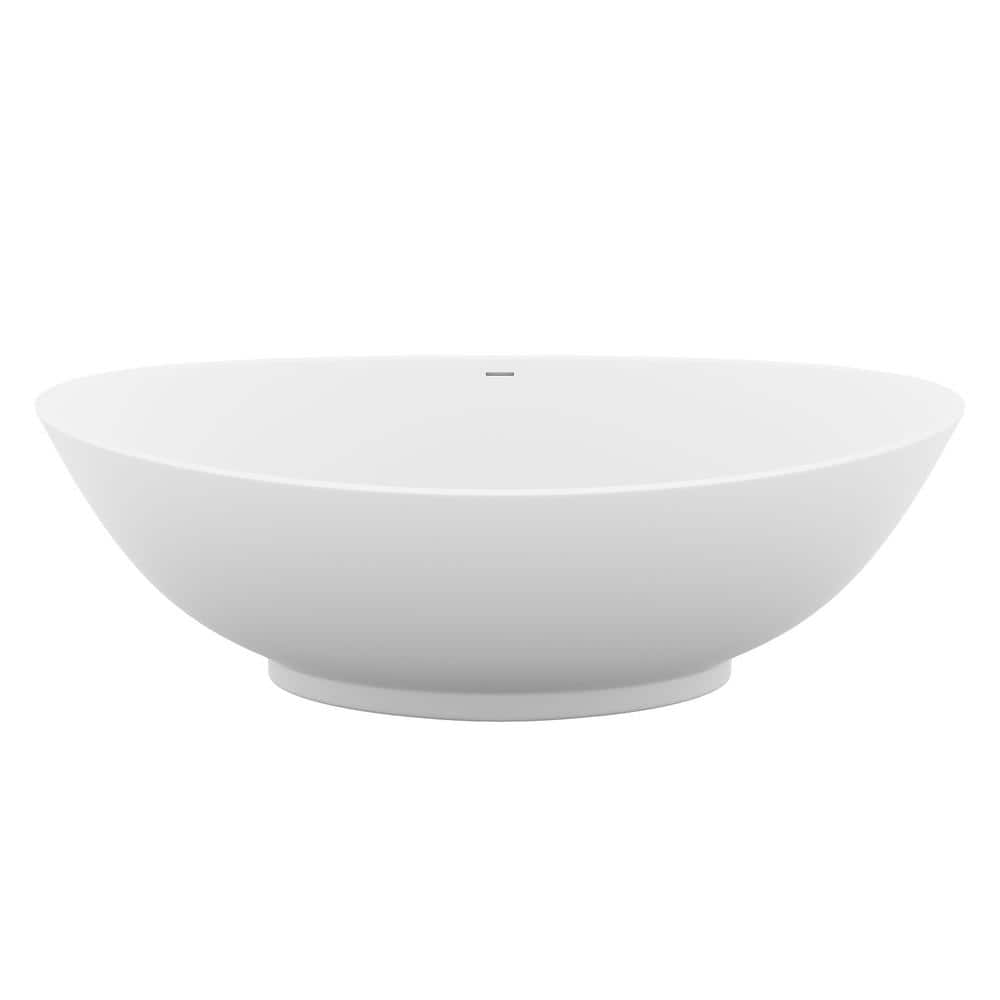 Ala 74'' Matte White Acrylic Freestanding Soaking Bathtub