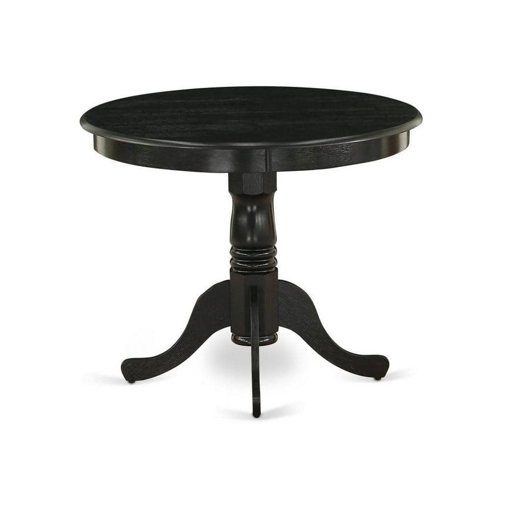 Elegant Tufted Black Linen and Rubber Wood 5-Piece Dining Set