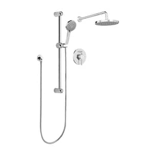 Belanger 1-Spray Round Hand Shower and Showerhead from Wall Combo Kit with Slide Bar and Valve in Polished Chrome