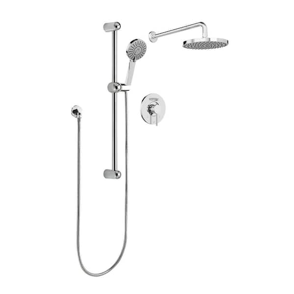KEENEY Belanger 1-Spray Round Hand Shower and Showerhead from Wall Combo Kit with Slide Bar and Valve in Polished Chrome
