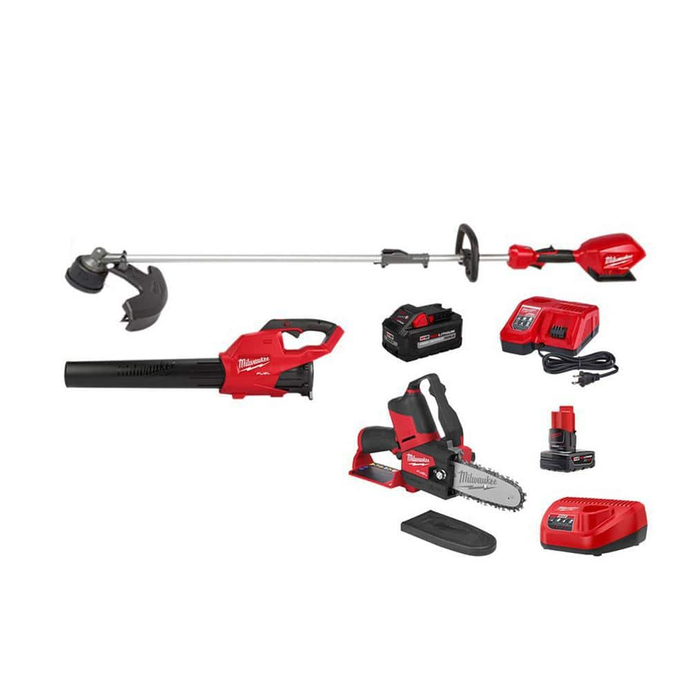 M18 FUEL 18V Lithium-Ion Brushless Cordless QUIK-LOK String Trimmer/Blower Combo Kit w/M12 FUEL HATCHET Kit(3-Tool) -  Milwaukee, 3000-21-2527-21