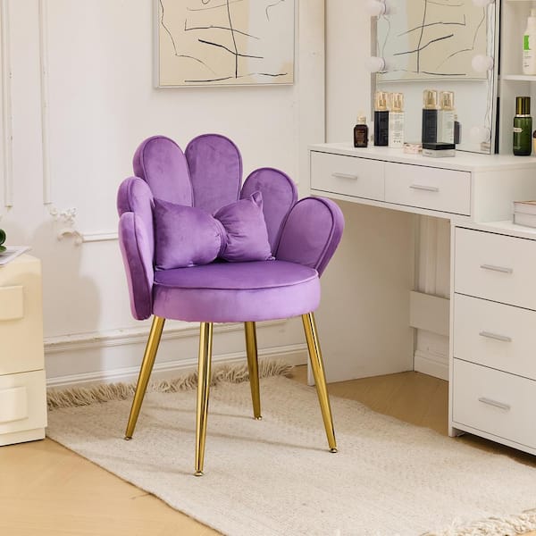Light Purple Velvet Side Chair with Cushion