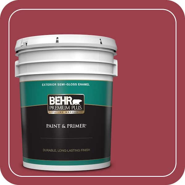 BEHR PREMIUM PLUS 5 gal. Home Decorators Collection #HDC-CL-01 Timeless Ruby Semi-Gloss Enamel Exterior Paint & Primer