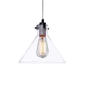 Edison Annie Collection 1-Light Black Clear Glass Indoor Pendant