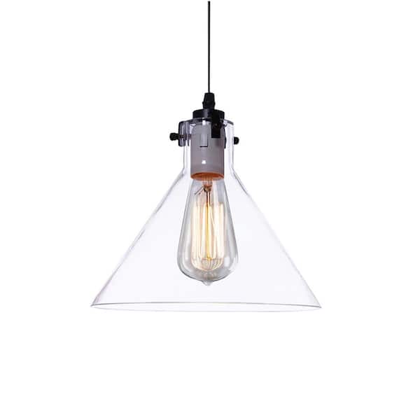 Warehouse of Tiffany Edison Annie Collection 1-Light Black Clear Glass Indoor Pendant