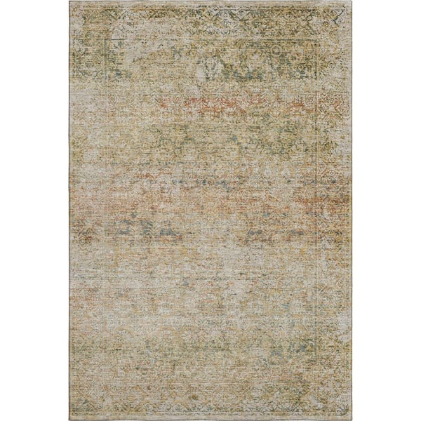 Mayfield Premium Machine Washable Abstract AMF2103 Gold 5 ft. x 7 ft. 6 in. Area Rug