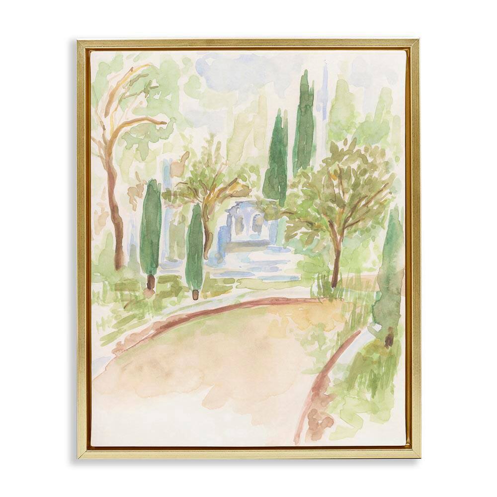 Path to Cottage Abstract by June Erica Vess Gold Floater Frame Nature Graphic Art Print 31 in. x 25 in. price history on PriceWatchPro