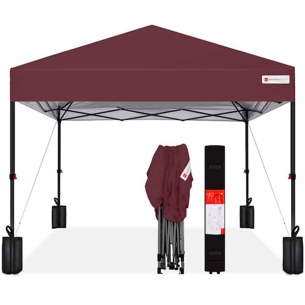 Best Choice Products 10 ft. x 10 ft. Burgundy Easy Setup Pop Up Canopy Instant Portable Tent with 1-Button Push and Carry Case