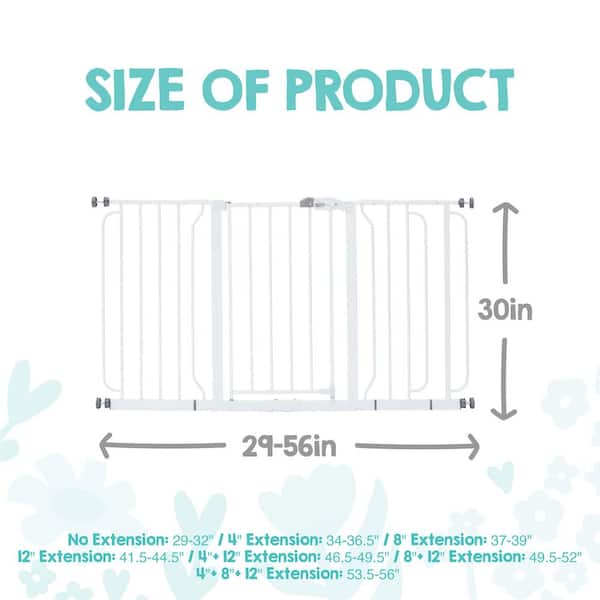 29 in. - 56 in. Widespan Extra Wide Baby Gate, Pressure Mounted, White