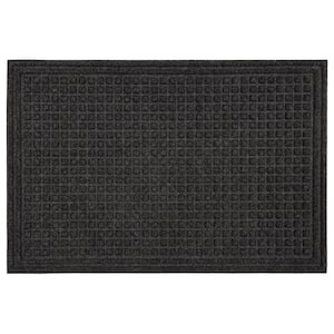 Waffle Grid Black Onyx 24 in. x 36 in. Recycled Rubber Indoor/Outdoor Impressions Door Mat