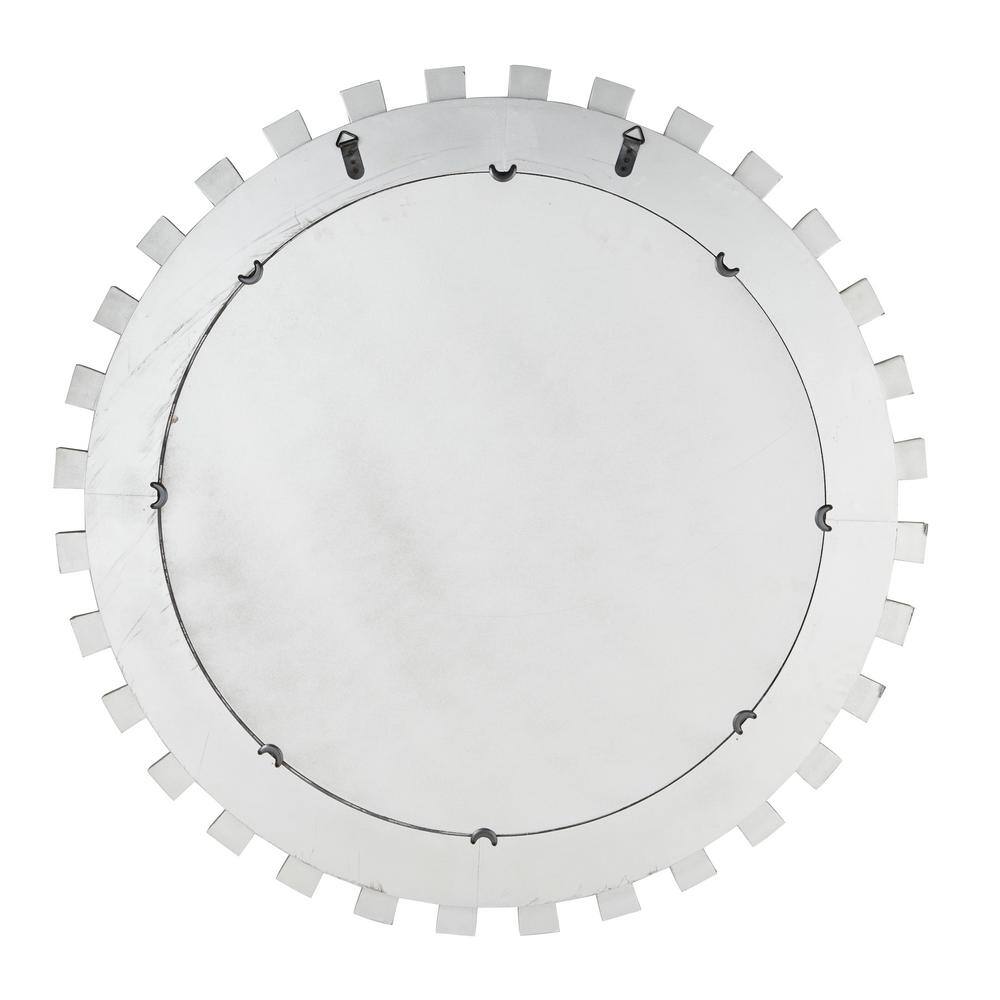 Silver Sunburst Round Wood Wall Mirror, 42"
