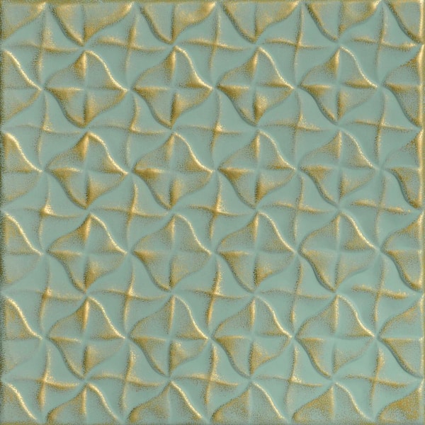 A La Maison Ceilings Granny's Pinwheel Gold Moss 1.6 ft. x 1.6 ft. Decorative Foam Glue Up Ceiling Tile (21.6 sq. ft./case)