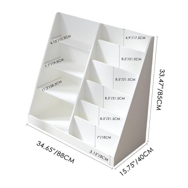 Polly 33.47 in. H White Wood Multifunctional 4-Tier Bookcase with Bookcase Display Stand