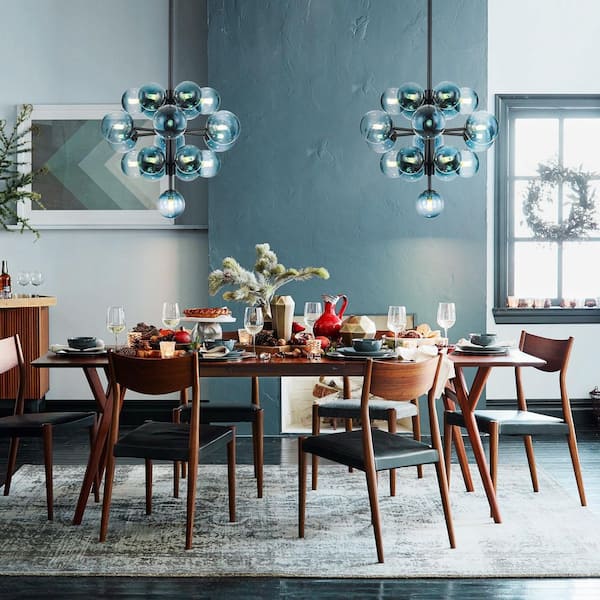 Rennnsan Alex 19-Light Matte Black Modern Glam Tiered Cluster