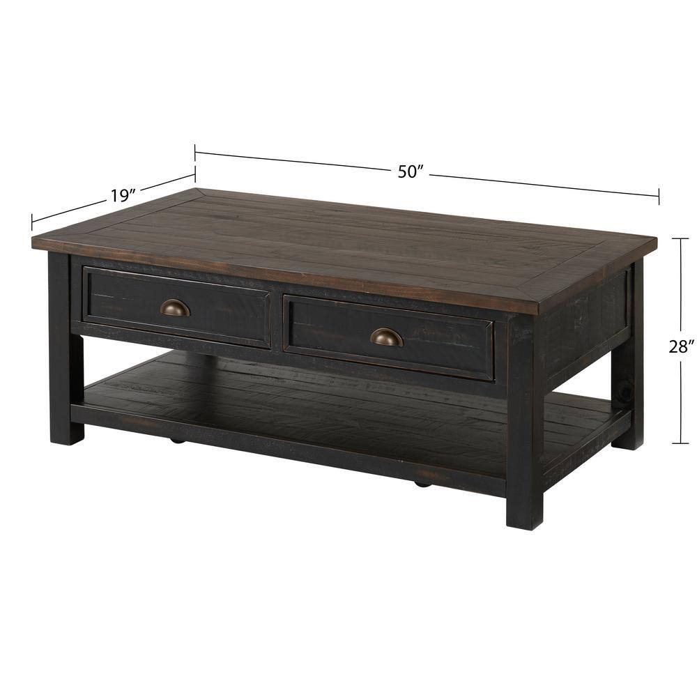 Monterey Dark Wood Rectangular Cocktail Table with Storage