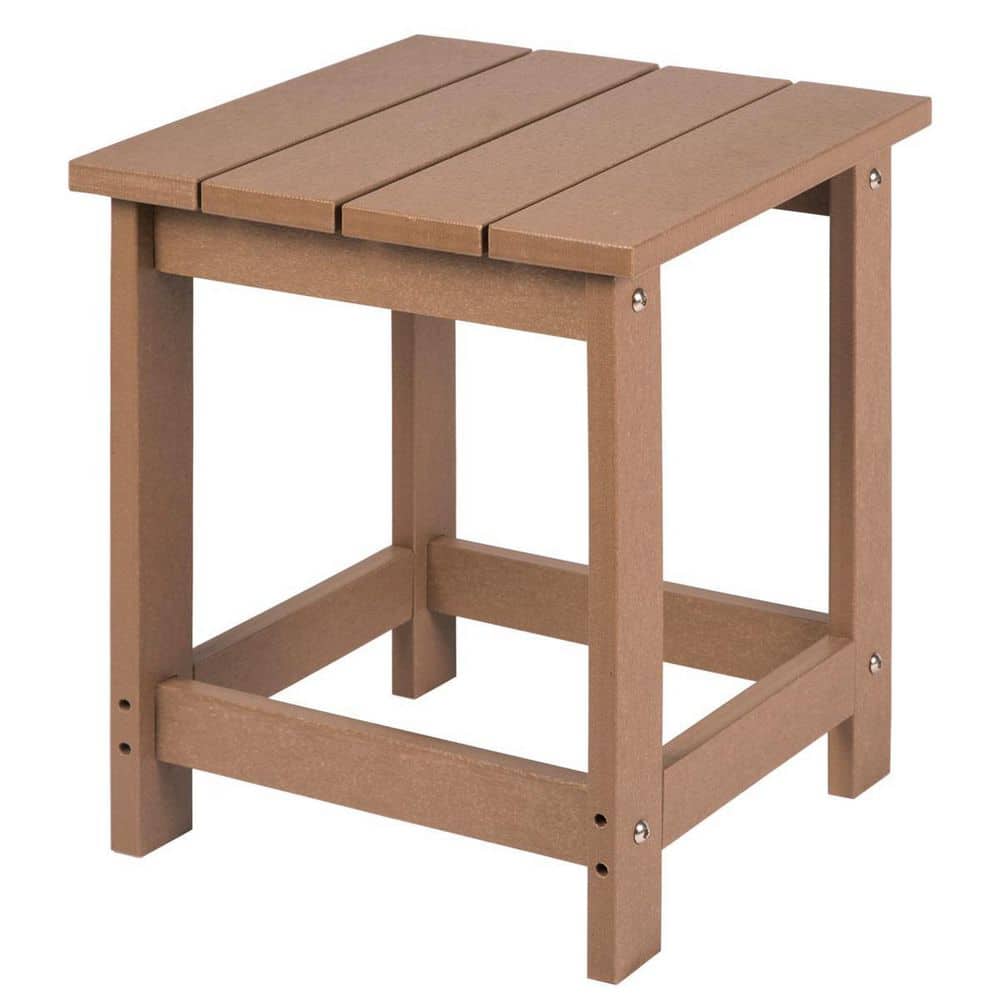 Dyiom Teak Square Recycled Plastic Outdoor Side Table B09P7TGRJP The Home Depot