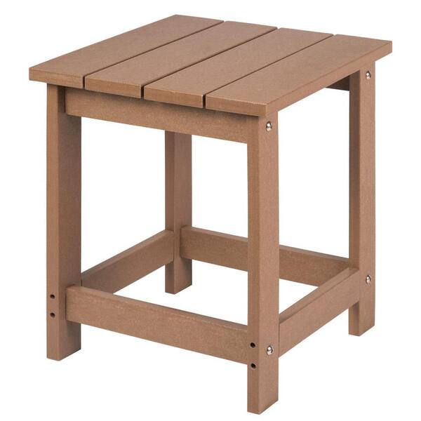 Dyiom Teak Square Recycled Plastic Outdoor Side Table B09P7TGRJP The