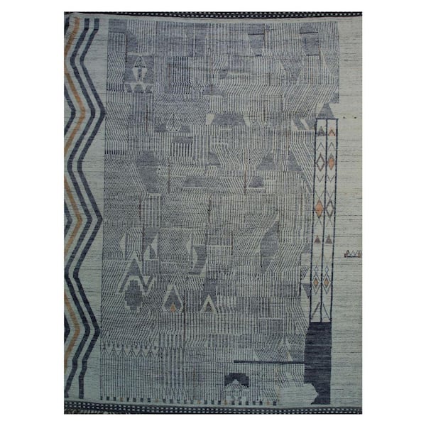 Multicolored Hand-Knotted Wool Contemporary Marrakech Handspun, Elegant, Durable Rug for L, 12 ft. x 15 ft. Area Rug