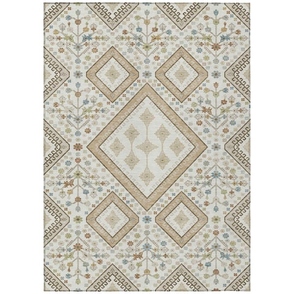 Chantille Machine Washable Indoor/Outdoor Abstract ACN2459 Ivory 5 ft. x 7 ft. 6 in. Area Rug