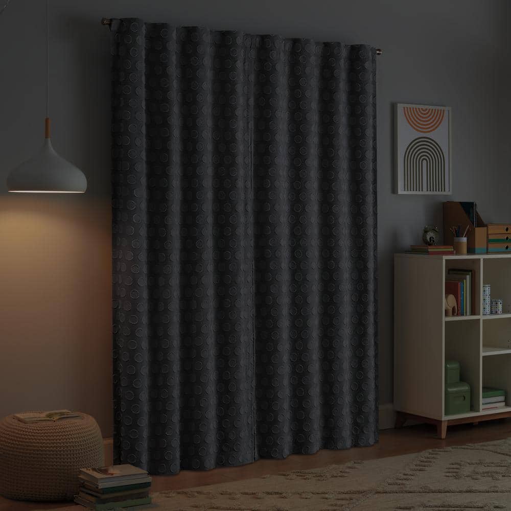 Gray 63" Polyester Blackout Nursery Curtain Panel