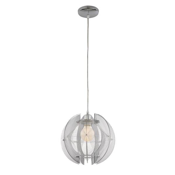 Transglobe 1-Light Polished Chrome Interior Pendant with Acrylic Wire Shade