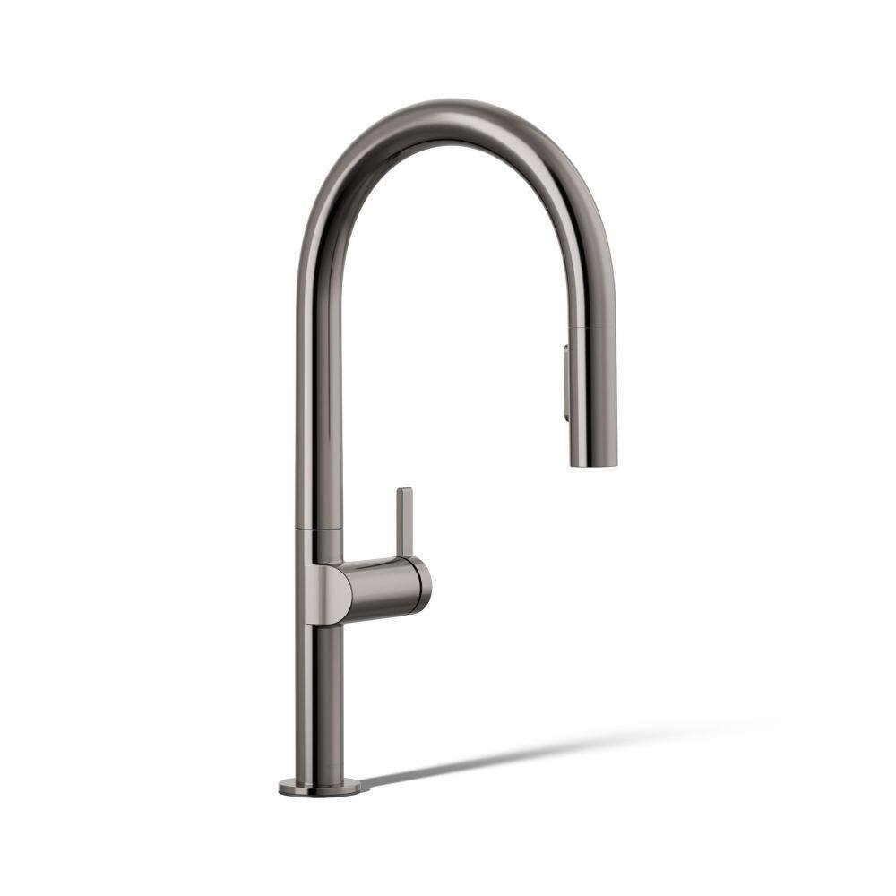 Components 19.42 In. H Single Handle Pull Down Sprayer Kitchen Faucet With 2 Spray Functions In Vibrant Titanium