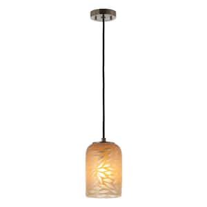 1-Light Satin Nickel Mini Pendan Light with Glass Shade