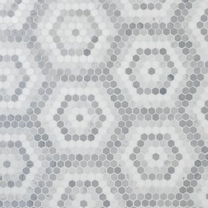 Hyperion Honeycomb Gray 10.23 in. x 11.53 in. Polished Marble Mosaic Floor and Wall Tile (0.81 sq. ft. /Each)