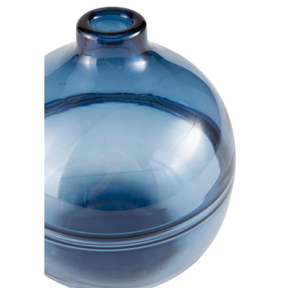 Navy Blue Contemporary Glass Vase, 8.46"