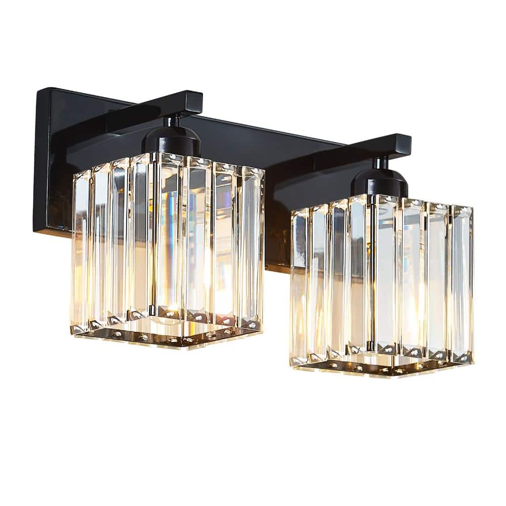 12.59in 2-Lights Plating Black Crystal Vanity Lights Over Mirror for Bathroom price history on PriceWatchPro