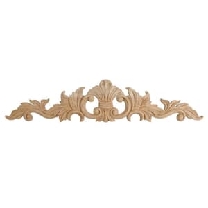 2-5/8 in. x 12 in. x 3/8 in. Unfinished Small Hand Carved North American Solid Red Oak Wood Onlay Acanthus Wood Applique