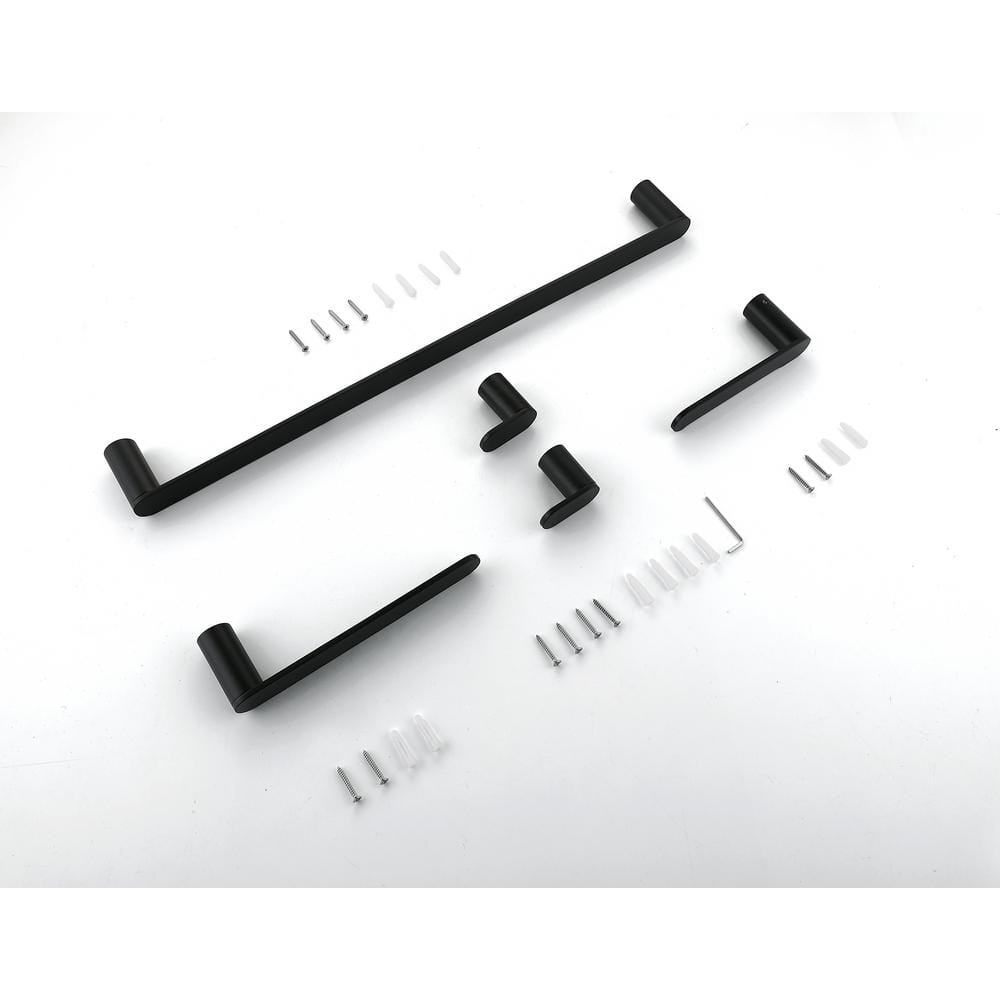 Matte Black Stainless Steel 5-Piece Bathroom Hardware Set