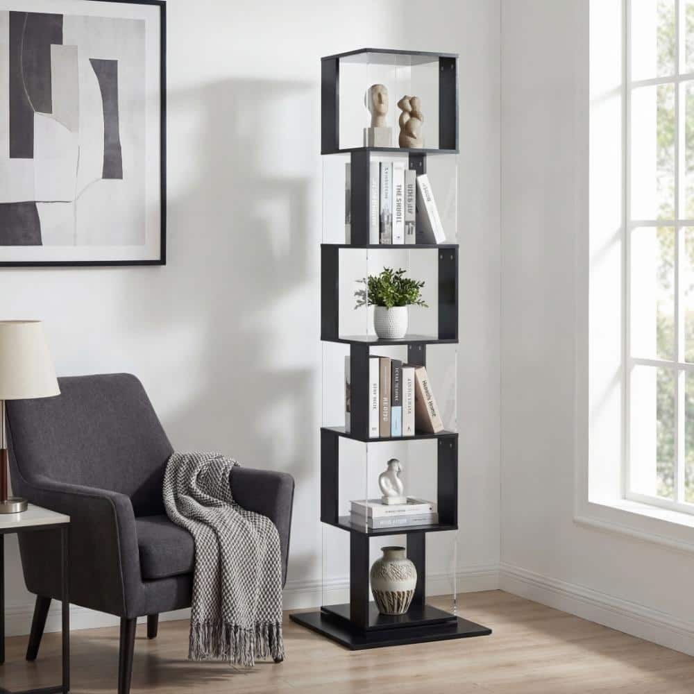 Black 360° Rotating 6-Tier Tall Bookshelf , Etagere Book with Stable Anti-Tip Base price history on PriceWatchPro
