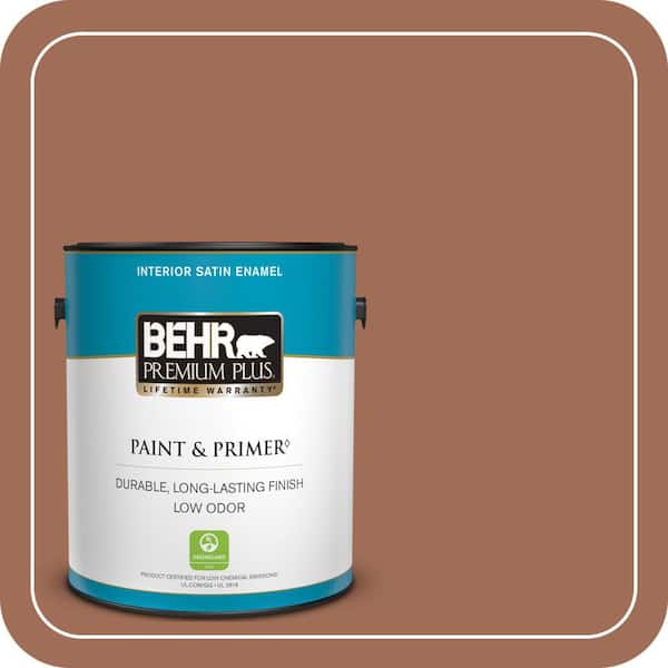 BEHR PREMIUM PLUS 1 gal. #230F-6 Earth Tone Satin Enamel Low Odor Interior Paint & Primer