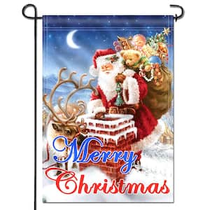 18 in. x 12.5 in. Double Sided Premium Merry Christmas Santa Claus Winter Decorative Garden Flags Double Stitched