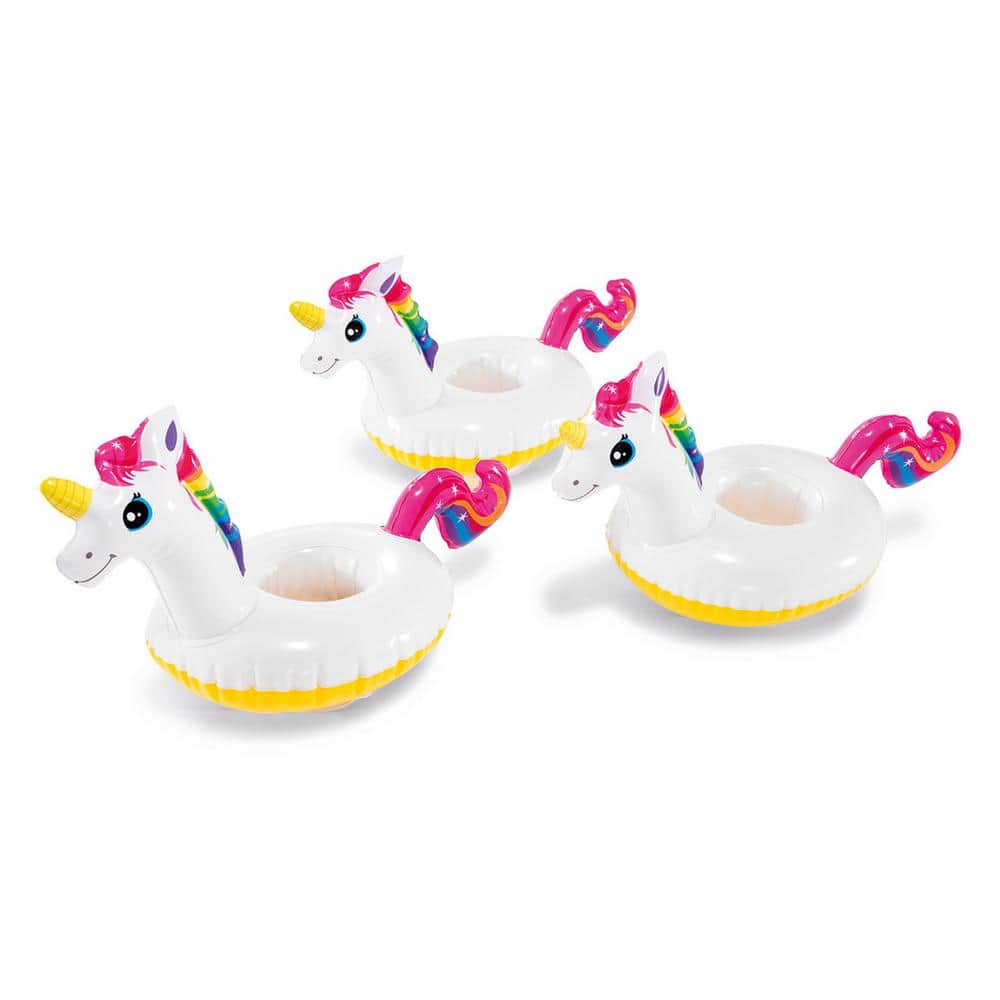 16 in. x 8 in. Vinyl Floating Unicorn Inflatable Drink Floaties, (3-Pack)