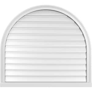 40 in. x 36 in. Round Top White PVC Paintable Gable Louver Vent Functional