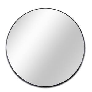 16 in. W x 16 in. H Round Aluminum Framed Wall Bathroom Vanity Mirror in Black