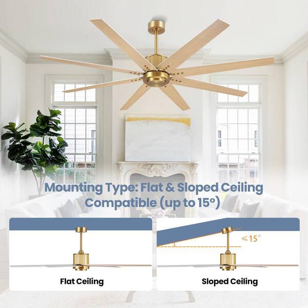 MLiAN 64 in. 8-Plywood White and Natural Wood Grain Blades Indoor