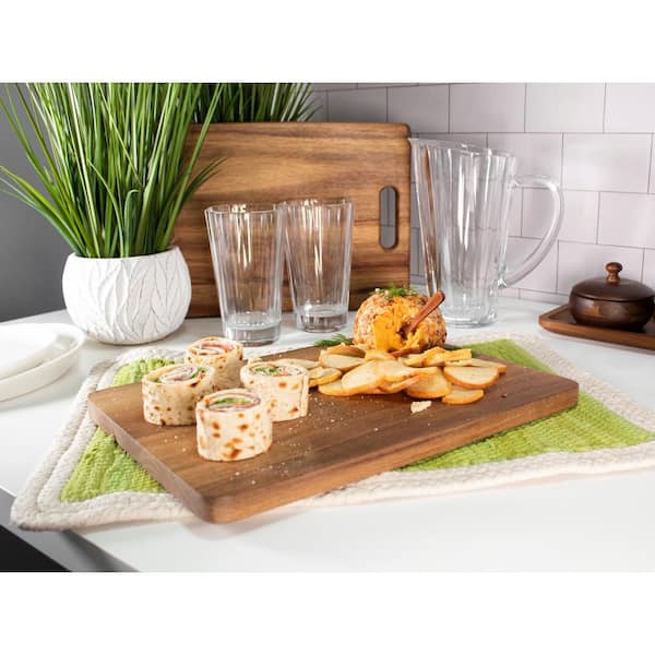 Bamboo Corner Cutting Board- Round Cutting Board 13.75 inch