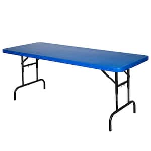 Baldwin Collection 30 in. x 72 in. Height Adjustable Folding Table, Plastic Top, Blue