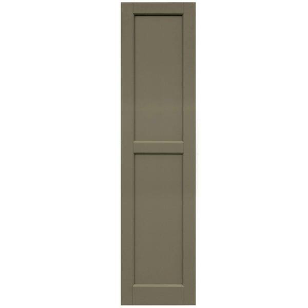Winworks Wood Composite 15 in. x 61 in. Contemporary Flat Panel Shutters Pair #660 Weathered Shingle